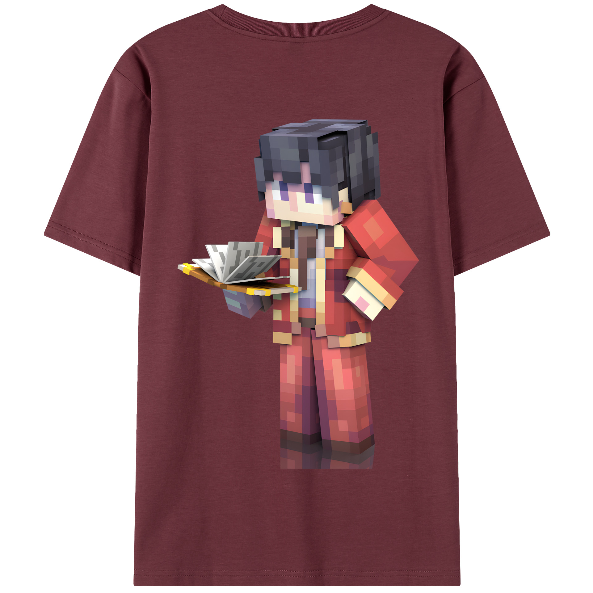 （画像用） マインクラフト ブロックの世界 Minecraft MC Block world 綿100％半袖Tシャツ（背面プリント）